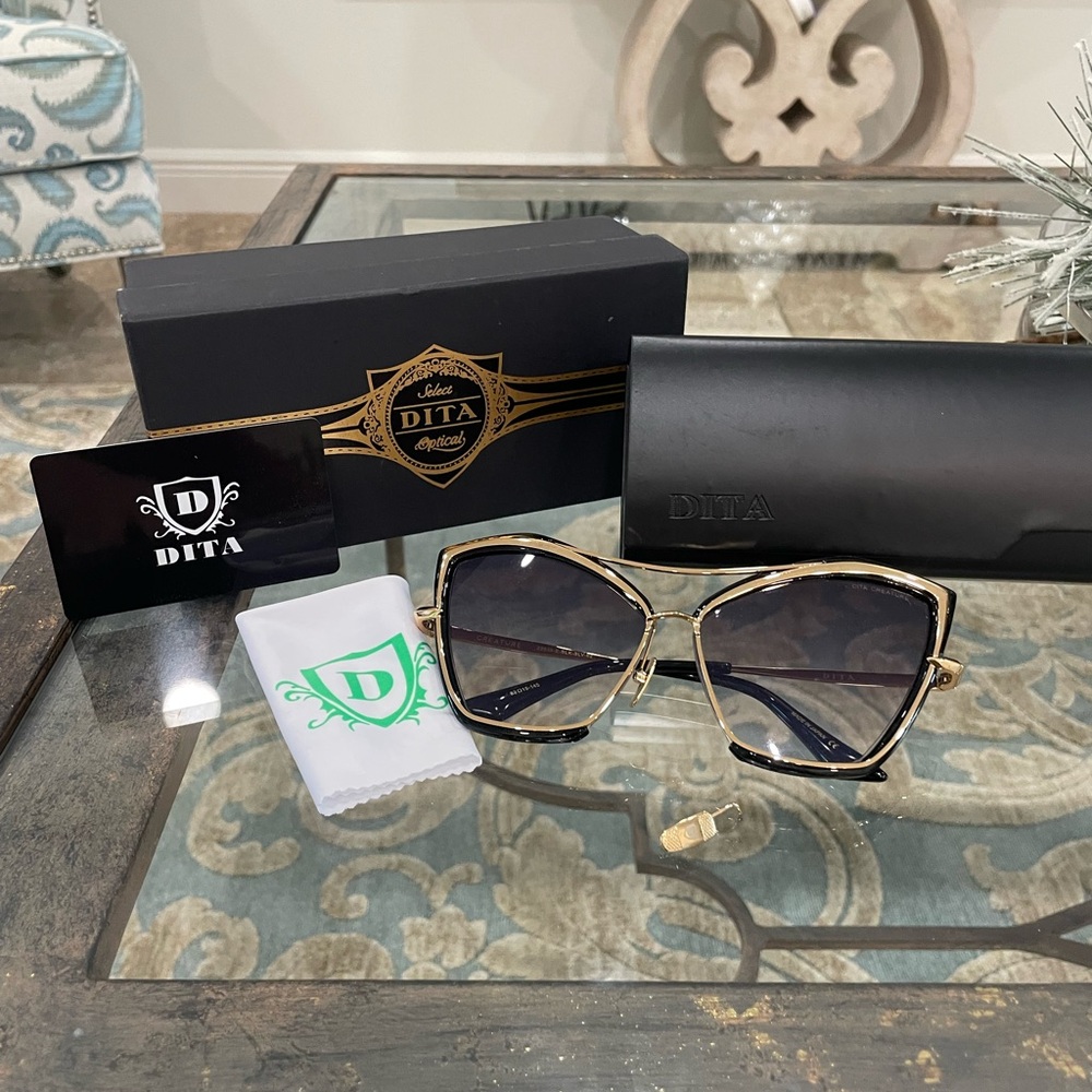 Gold and Black Women's Sunglasses
